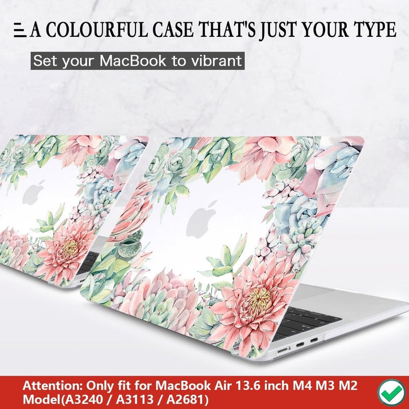 CISSOOK Compatible with MacBook Air 13.6 Inch Case 2022 2024 2025 Release M2 M3 M4, Succulent Plants Cover with Keyboard Cover USB Adapter for MacBook Air 13.6 inch A2681 A3113 A3240- Succulents - Image 3
